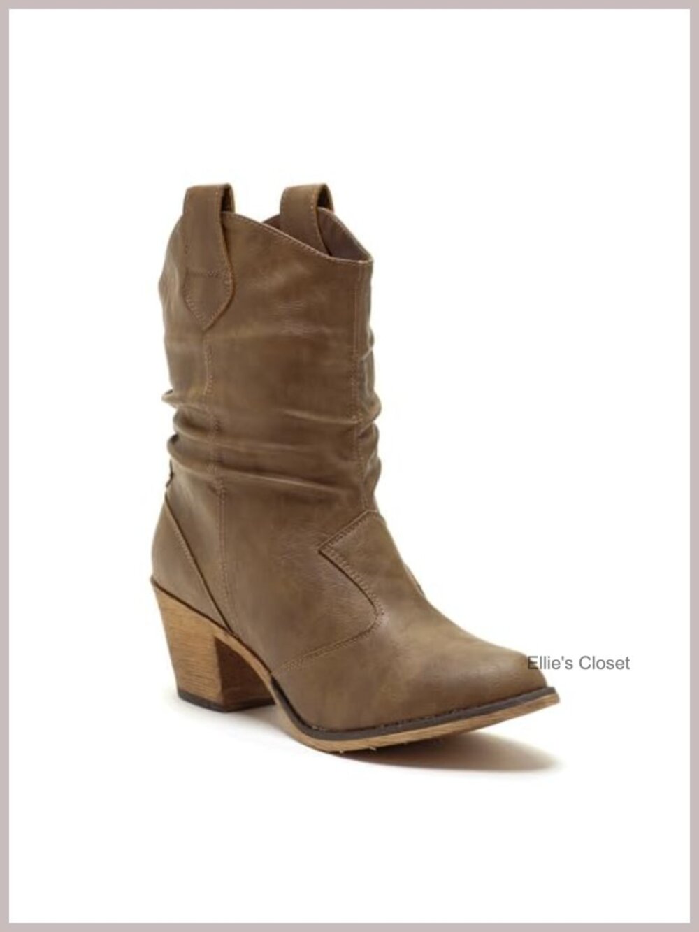 Western Cowboy Distressed Boot Pull-Up Tabs Mid-Calf Women's